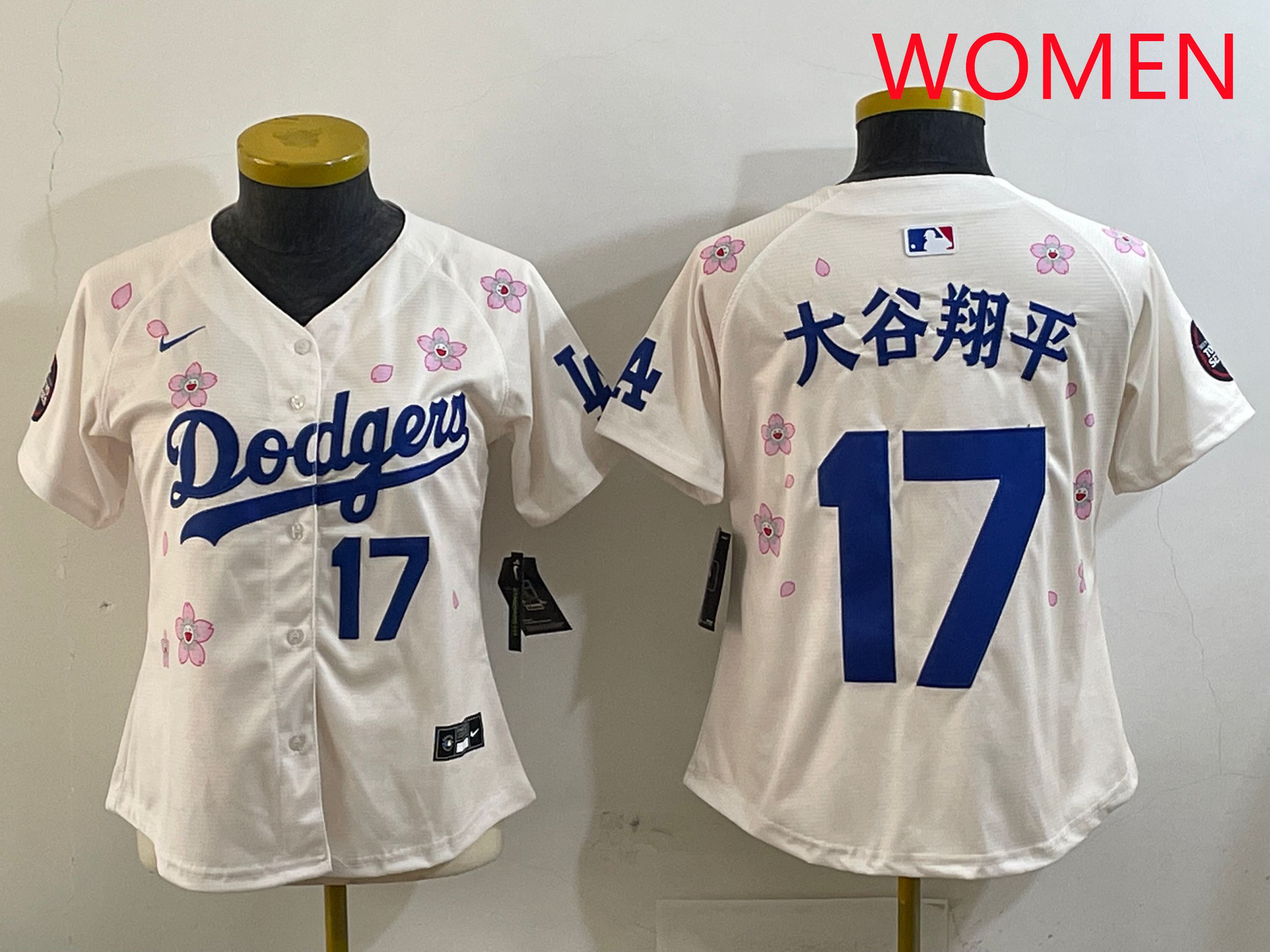 Women Los Angeles Dodgers #17 Ohtani Cream Sakura Edition 2025 Nike MLB Jersey style 22
